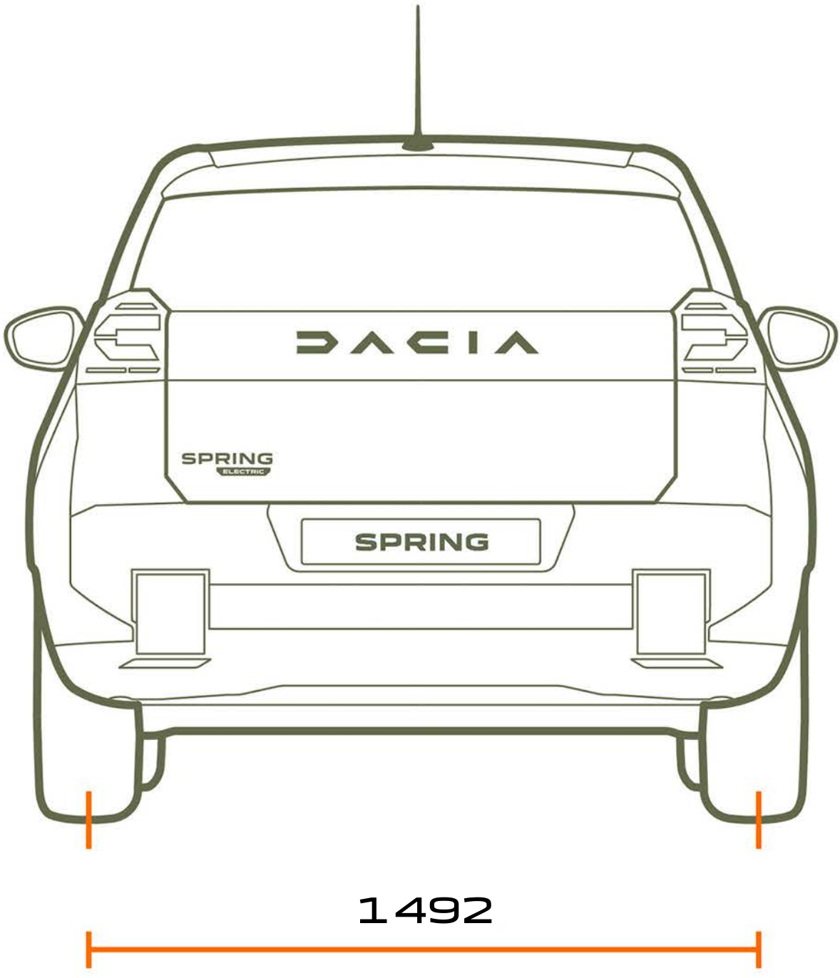 Vue arrière de la Dacia Spring